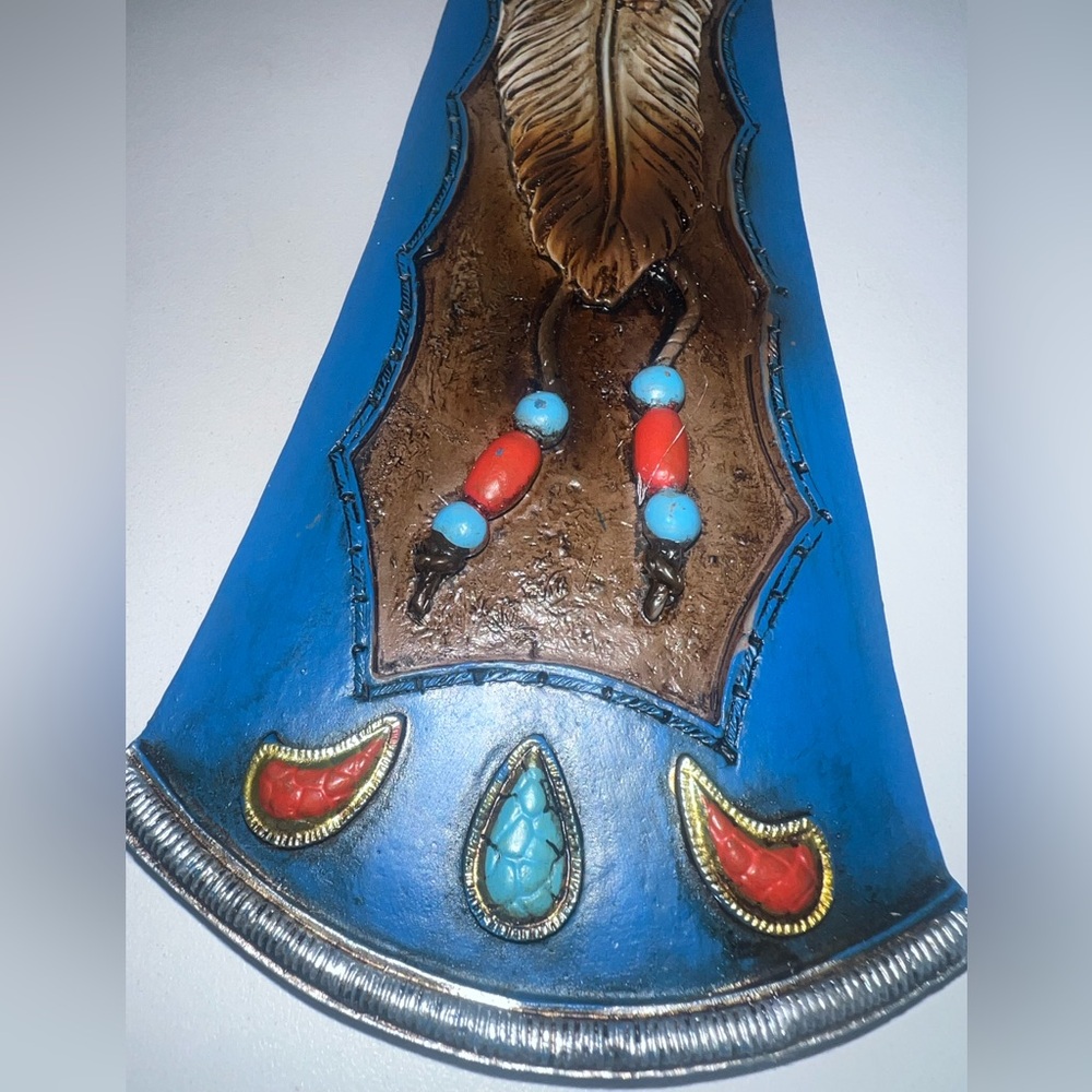Southwest Native Indian Wall Cross Turquoise Feather Design Hand-Painted Navajo - Picture 4 of 16